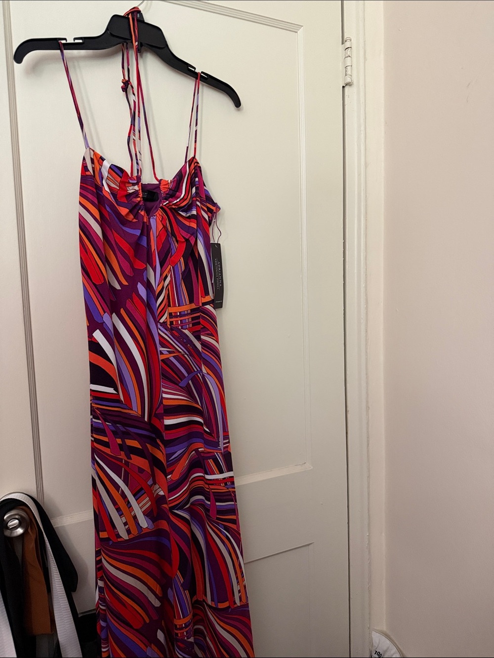 NWT Adriana Papell Multicolor Swirl Maxi Dress with Adjustable Straps size 8
